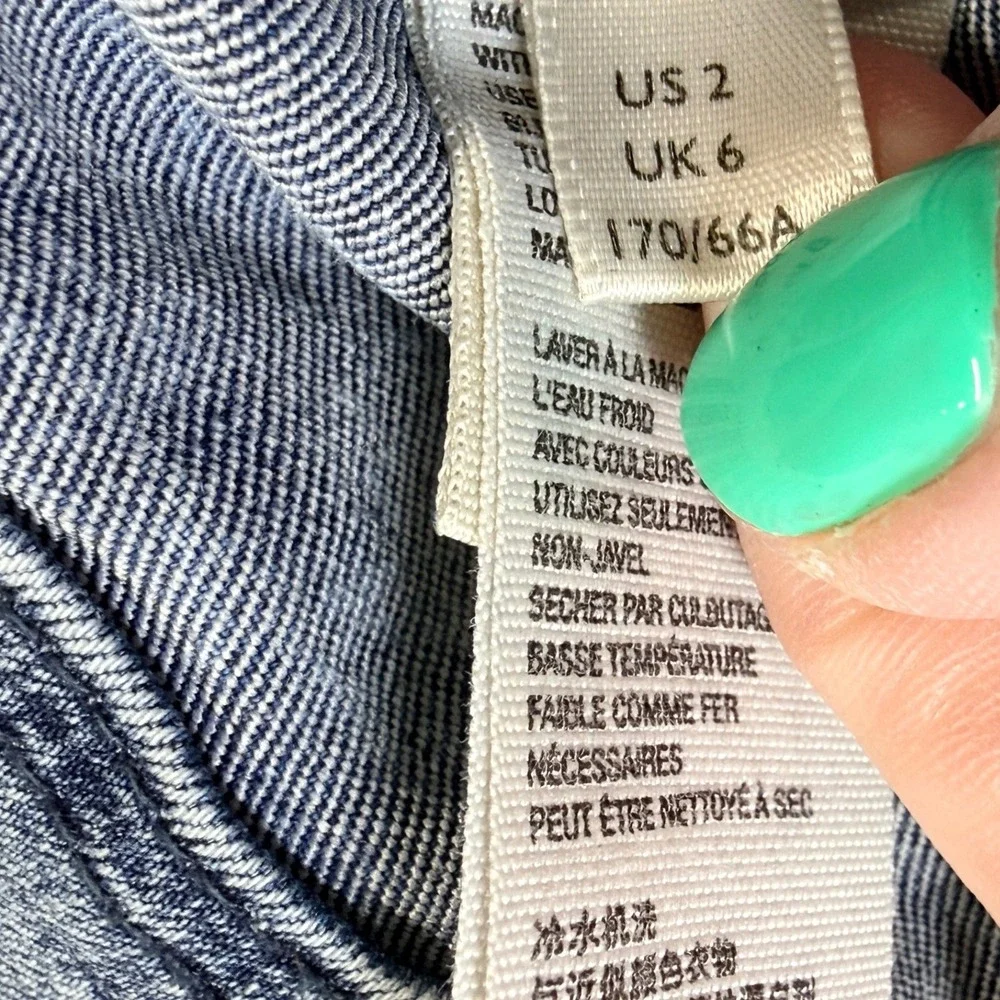 Free‎ People Women Skirt Acid Wash Mini Size 2 Blue Denim Stretch